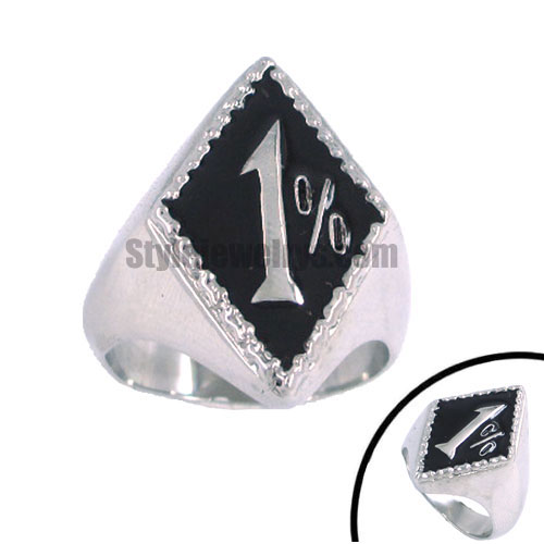 Stainless steel jewelry ring one percent ring SWR0063 - Click Image to Close